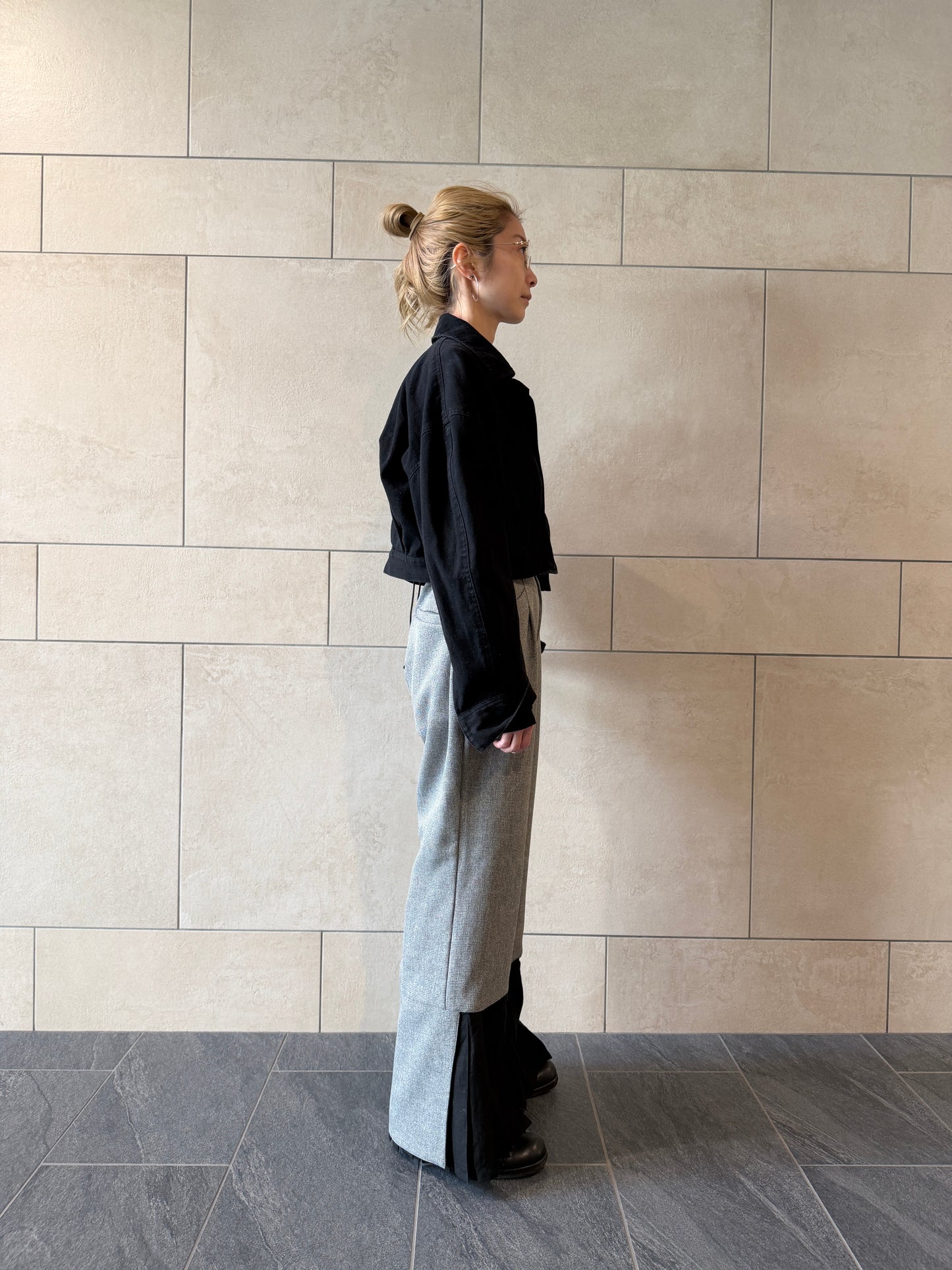 【Pre order】2way Pleated Hem Trousers /Gray