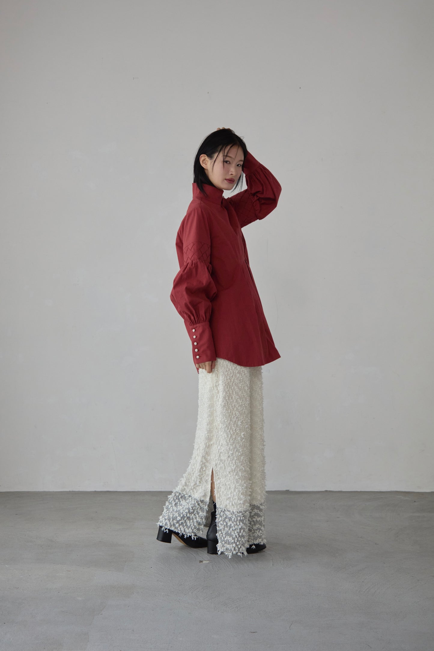 Basket weaving blouse / Red