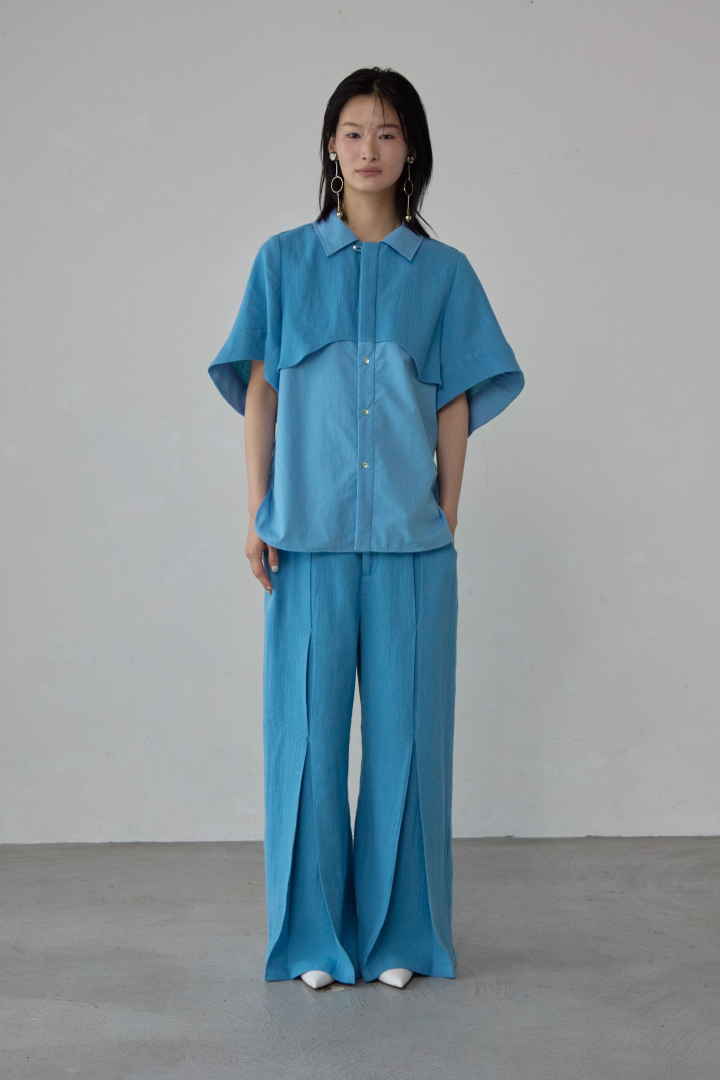 【Pre order】Panama woven shirt / Blue