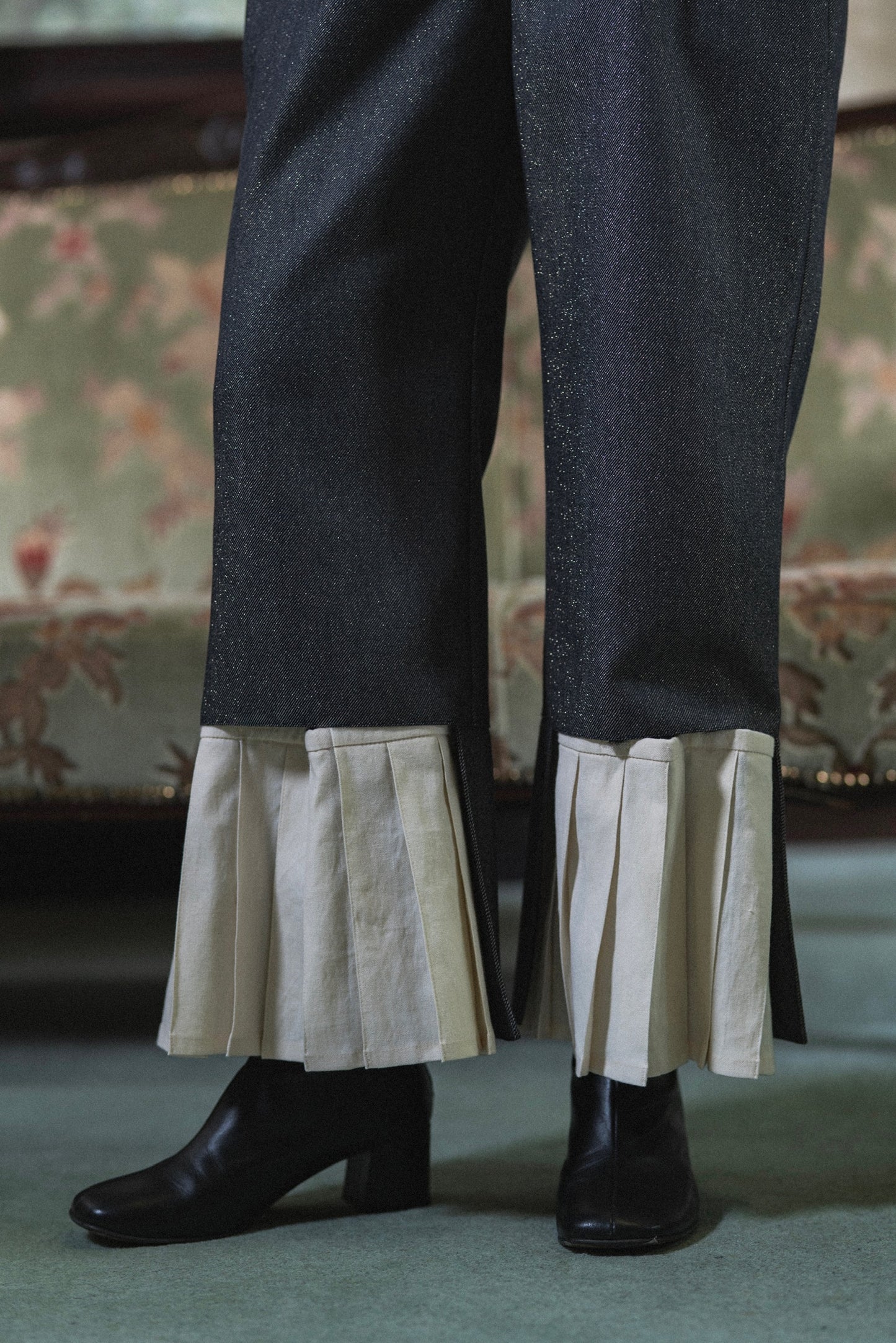 【Pre order】2way Pleated Hem Trousers / Navy