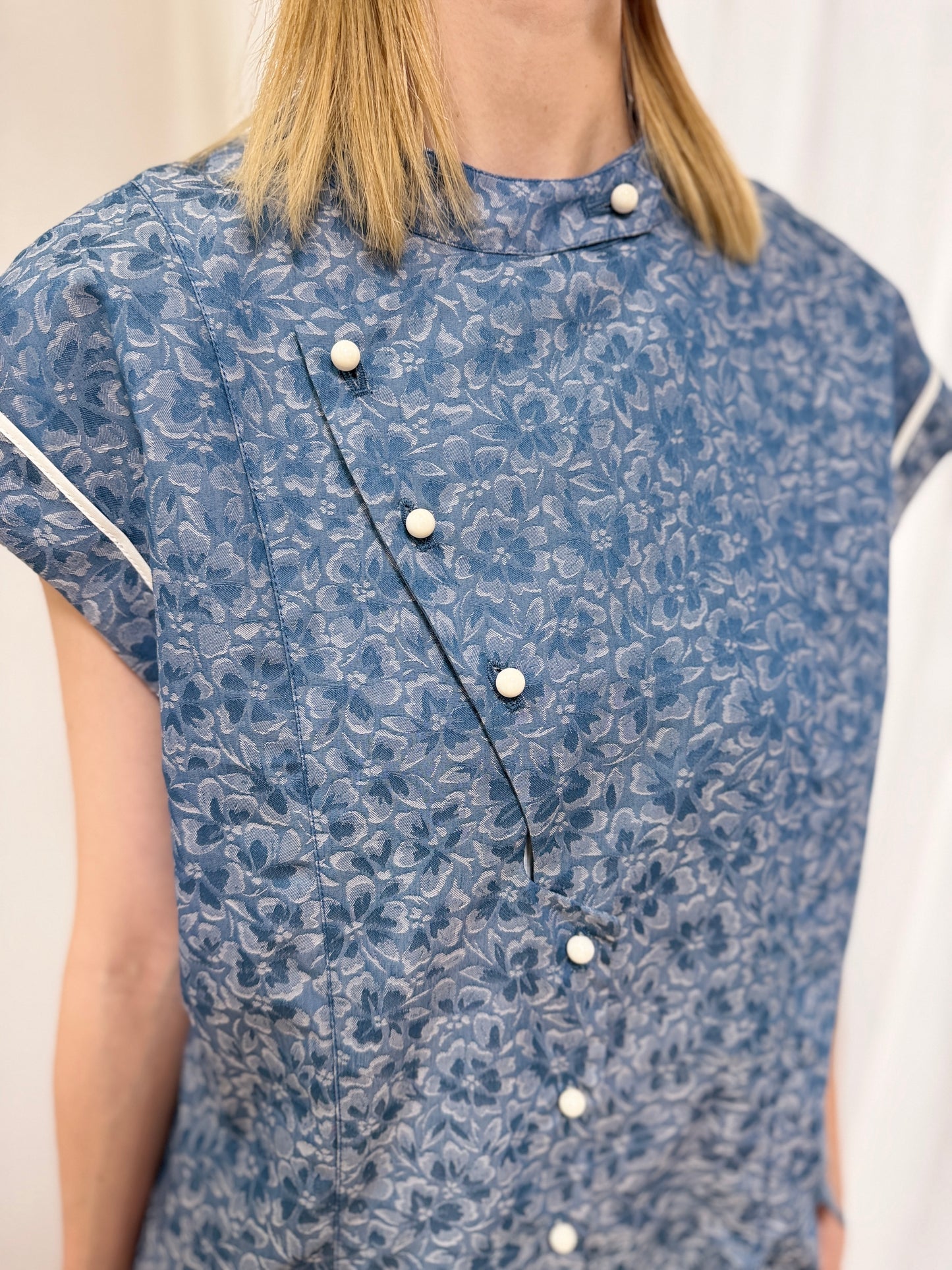 【Pre order】Godet skirt dress / Blue