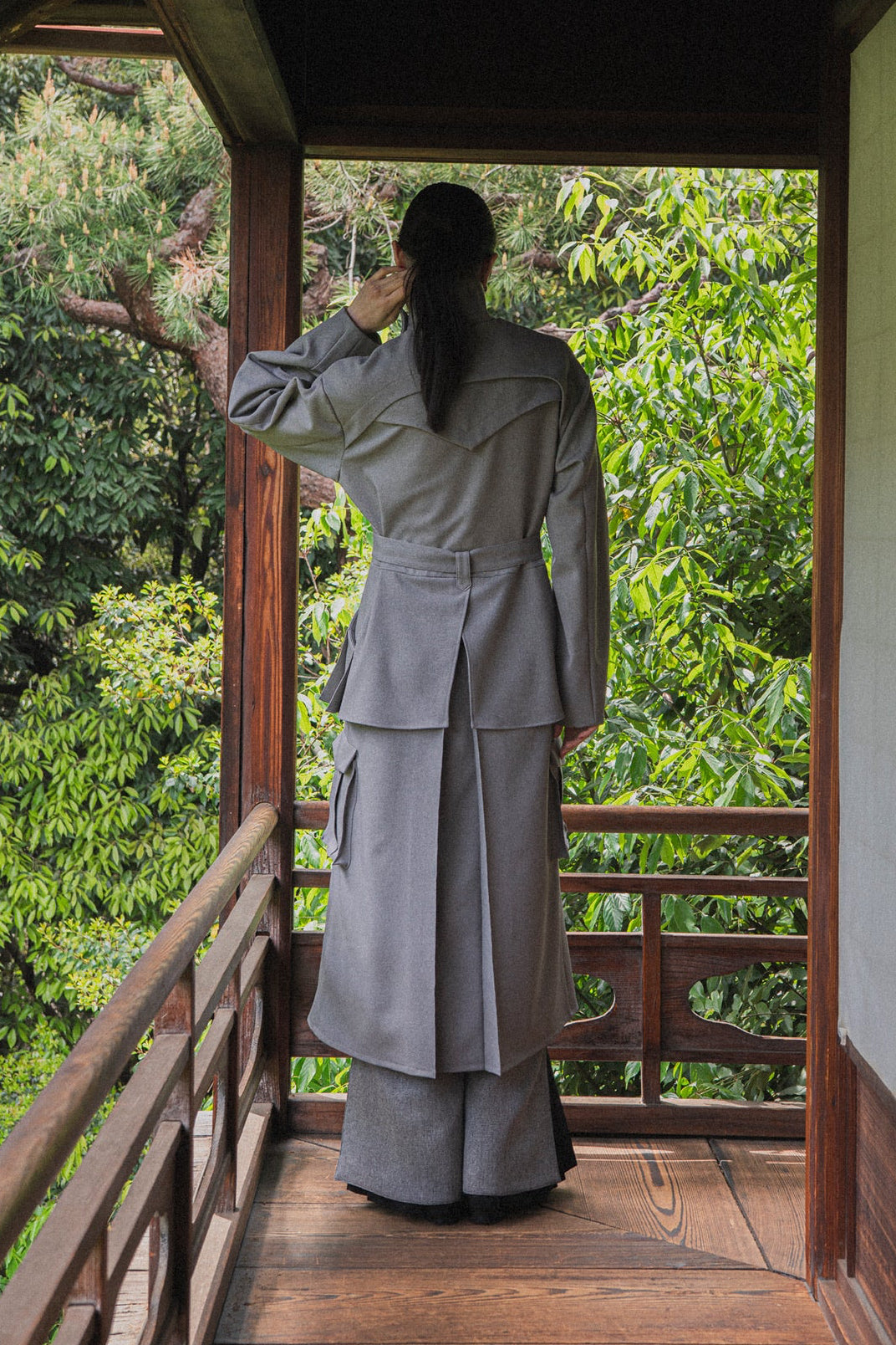 【Pre order】Pleats pocket Coat Dress / Gray