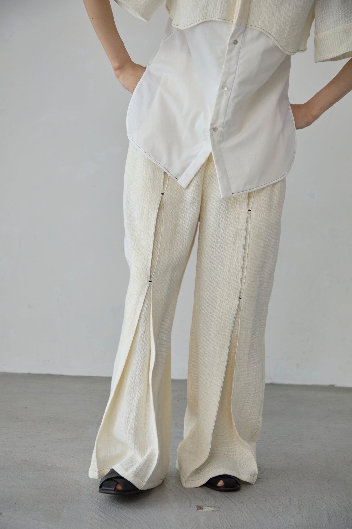 【Pre order】Panama woven pants / White