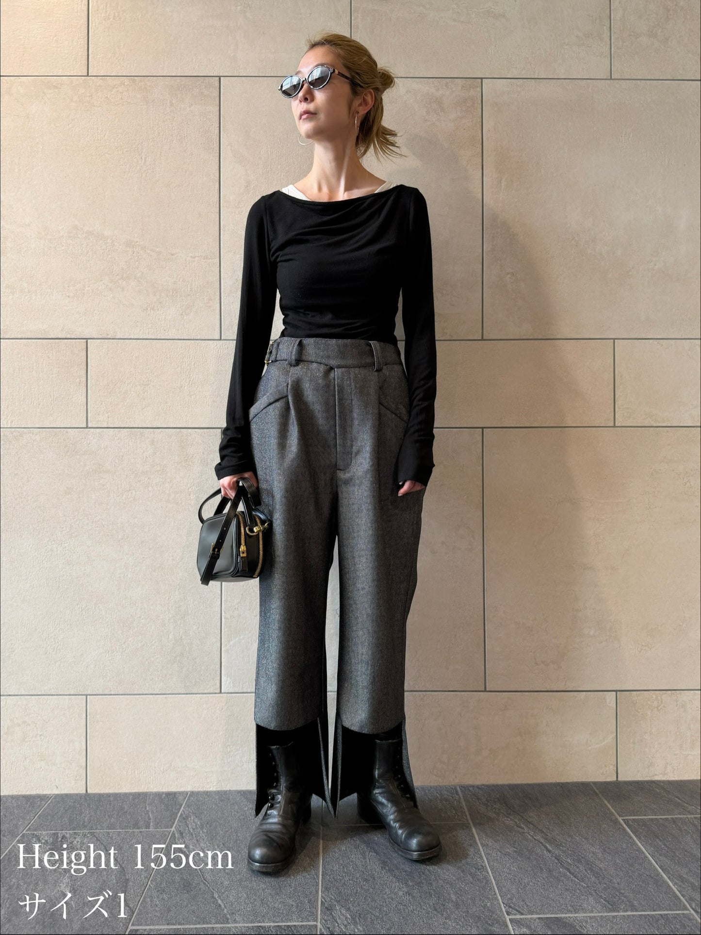 【Pre order】2way Pleated Hem Trousers / Navy