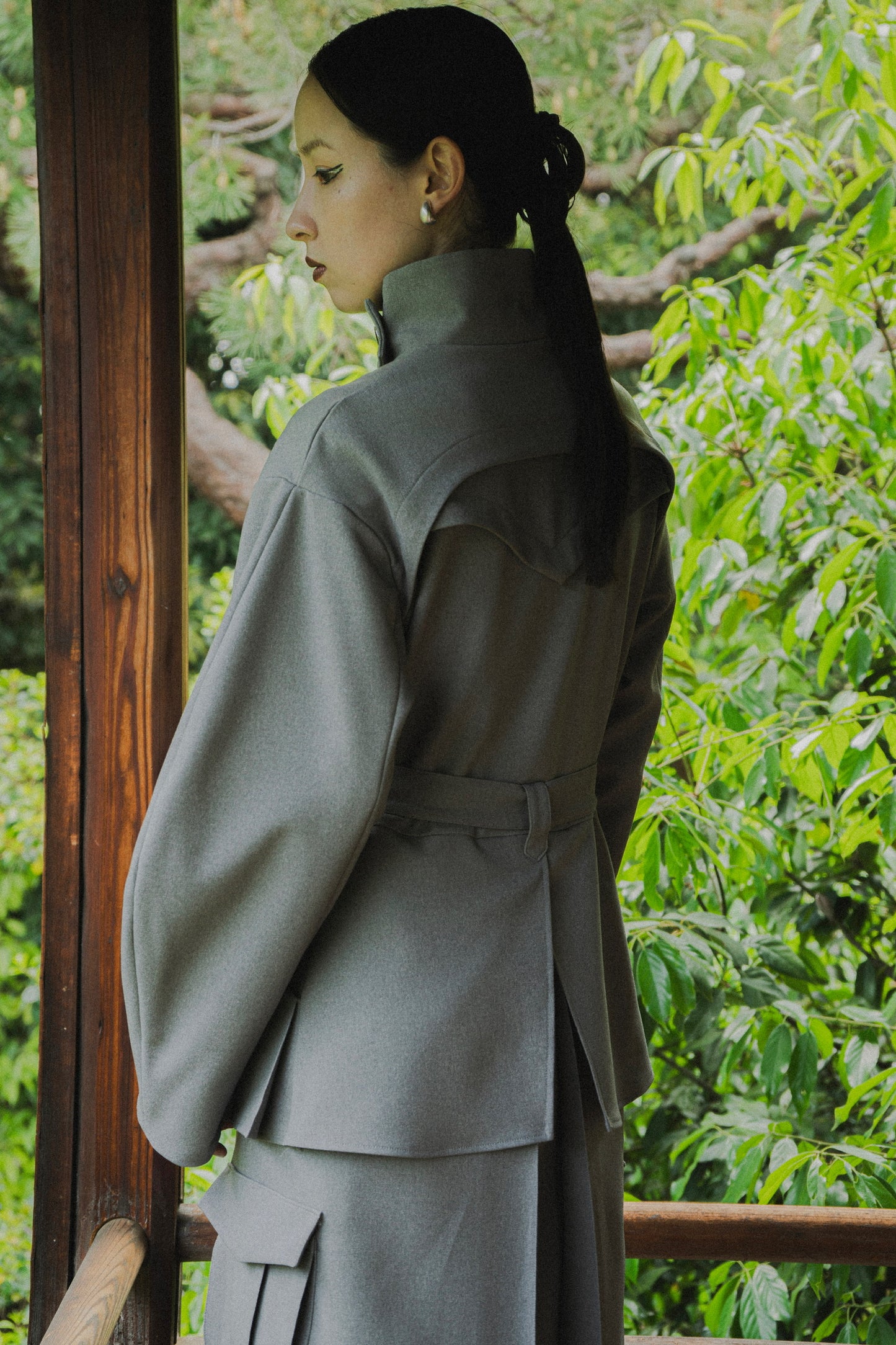 【Pre order】Pleats pocket Coat Dress / Gray