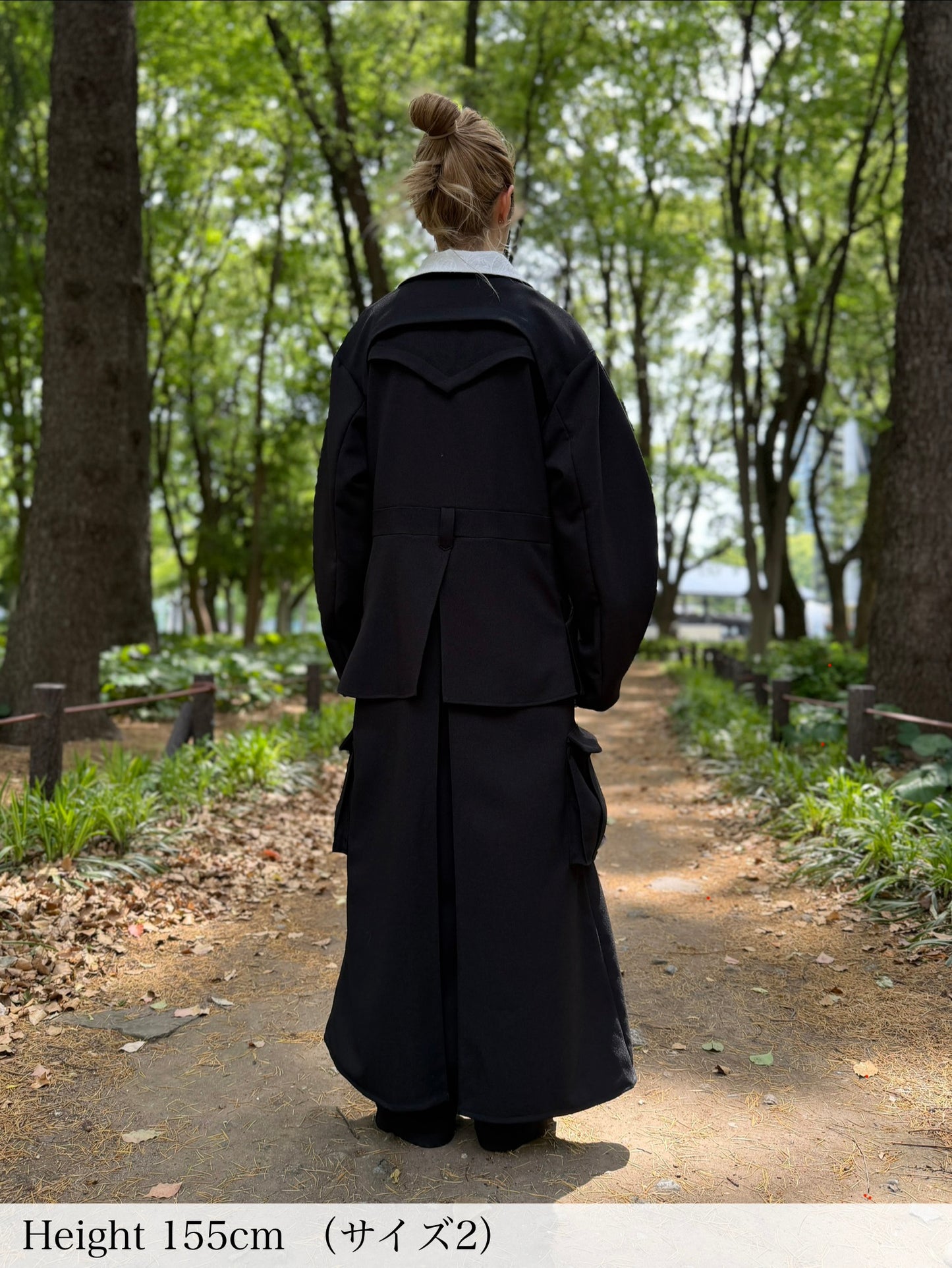 【Pre order】Pleats pocket Coat Dress / Black