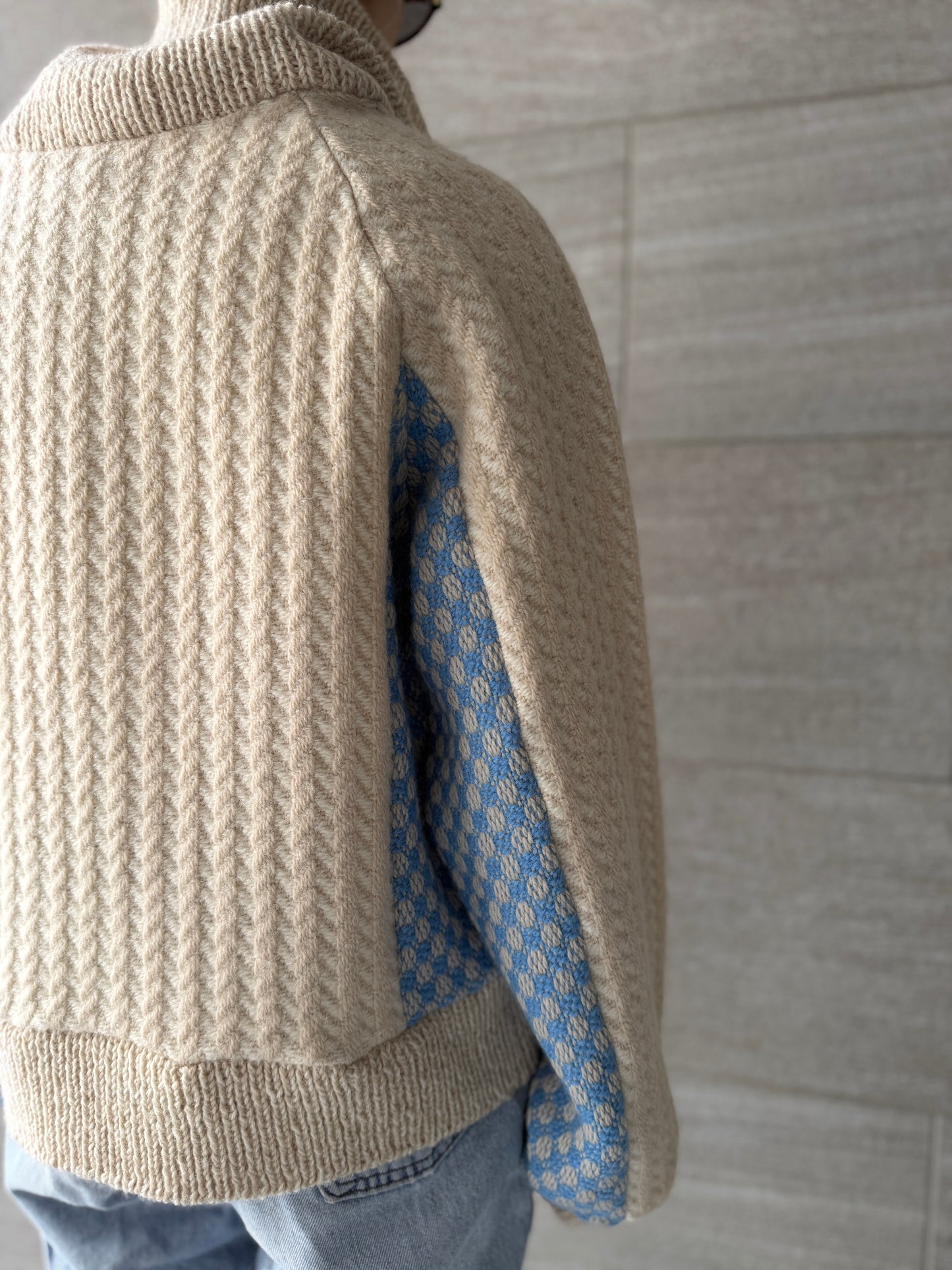 【Re order】Herringbone × Dobby weave knit pullover / Ecru