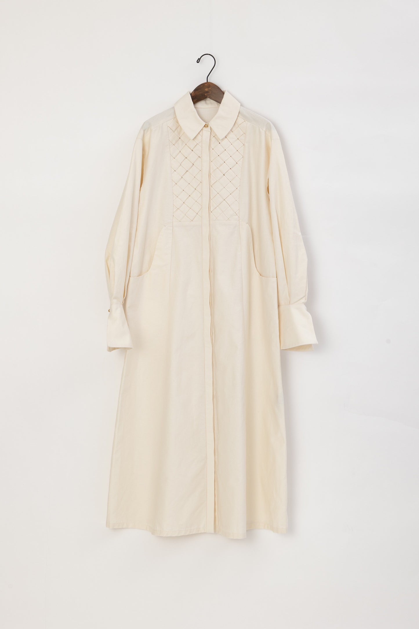 Basket weaving dress / Ecru