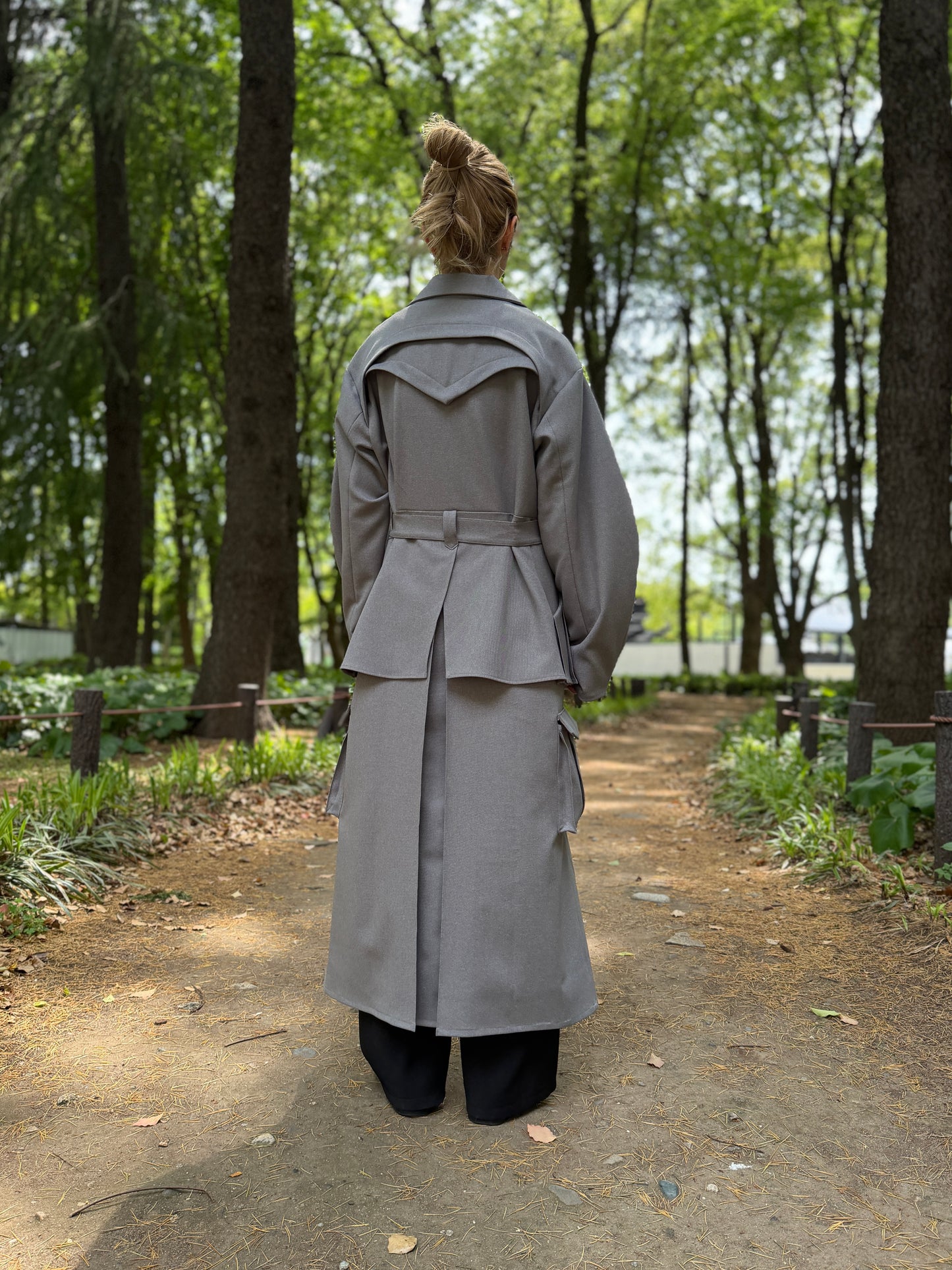 【Pre order】Pleats pocket Coat Dress / Gray