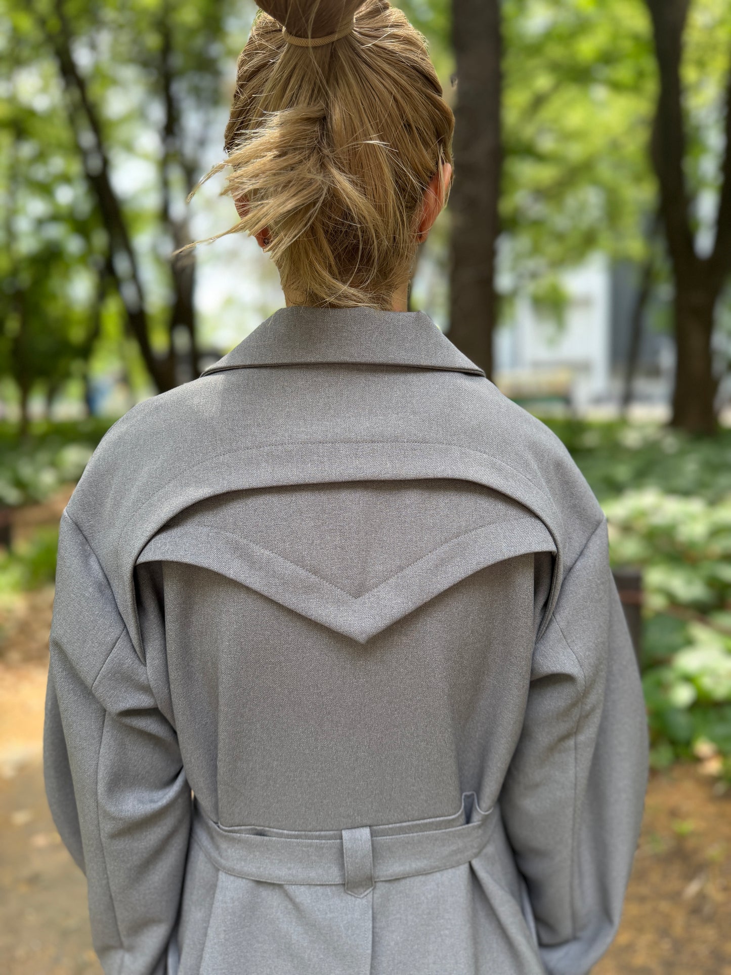 【Pre order】Pleats pocket Coat Dress / Gray