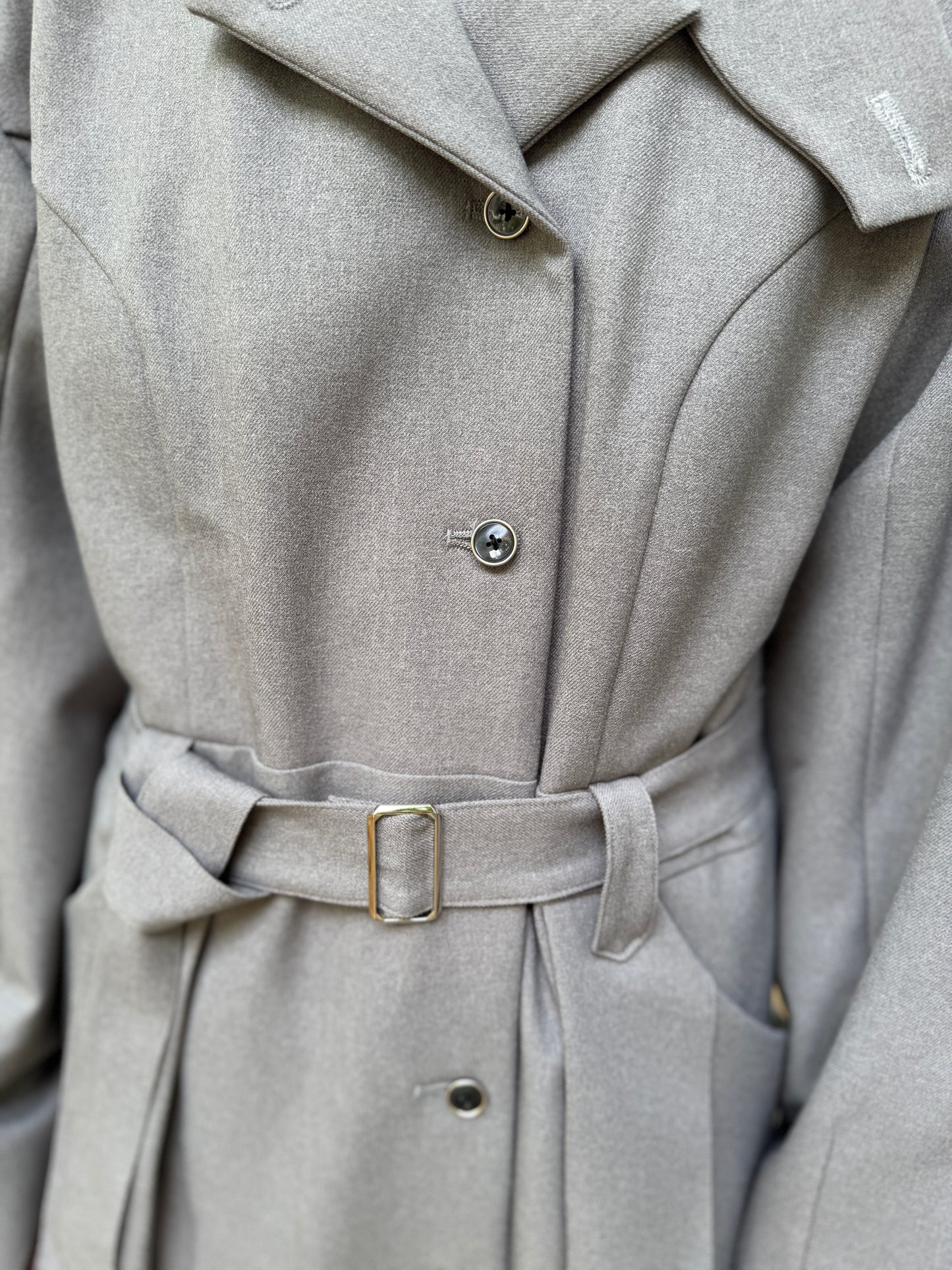 【Pre order】Pleats pocket Coat Dress / Gray